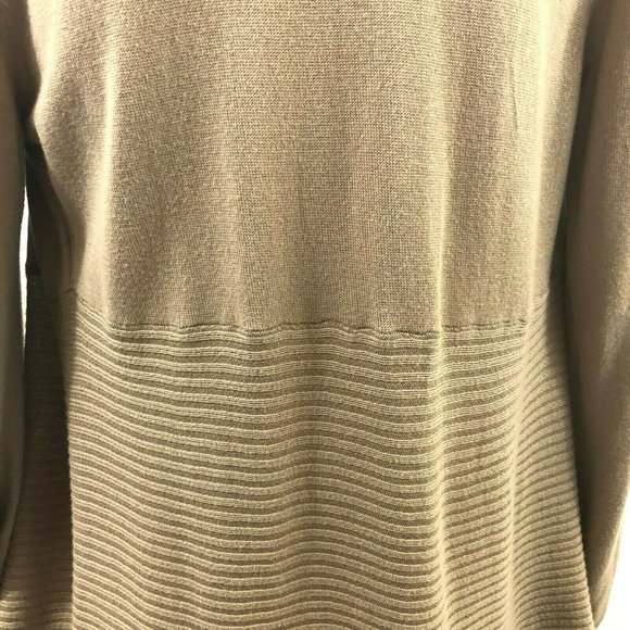 allison brittney Womens Large Light Brown Sweater Open Front Ruffles Shark Bite - Picture 8 of 11